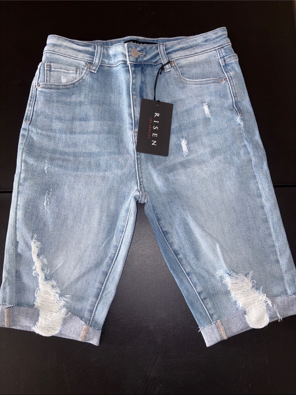 #R992 - NWT - RISEN Distressed Bermuda Denim Shorts - 29/9